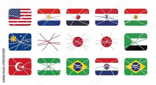 Collection of International Flags Representing Various Countries.