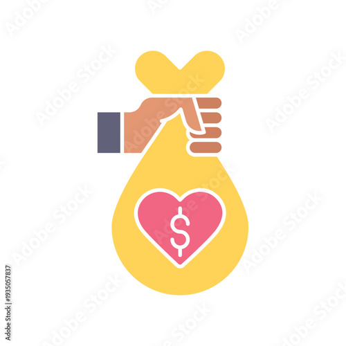Fundraising Money Bag Donation flat color