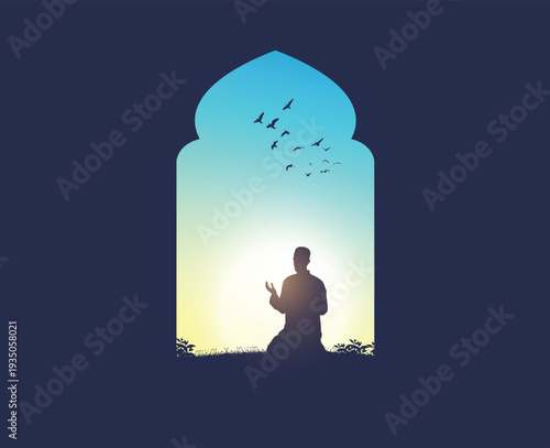 Eid Mubarak Islamic background template vector Illustration.