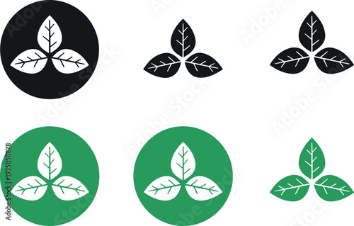 Eco Leaf Icon Set with Green Nature Plant Symbols for Organic Environment Sustainability Ecology Branding and Natural Product Design