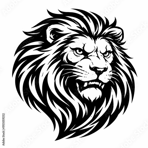 A majestic lion's head illustration showcasing wild beauty and fierce eyes