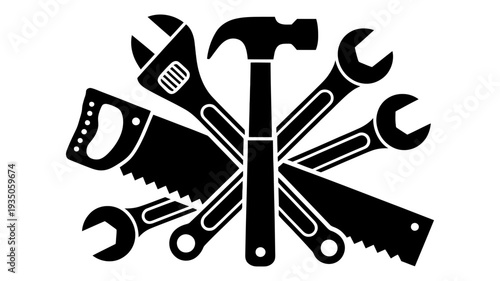 A dynamic cluster of essential handyman and construction tools for various tasks.