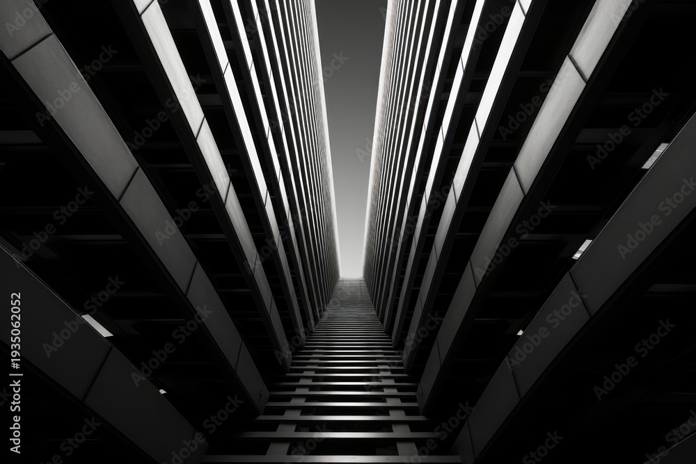 Naklejka premium Architecture patterns staircase building black.