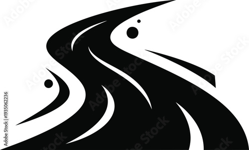 Abstract black and white illustration of two stylized human faces