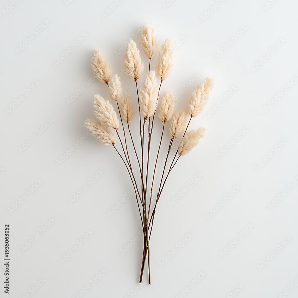 Fototapeta premium Elegant Dried Ornamental Grass Arrangement on Light Background for Home Decor Inspiration
