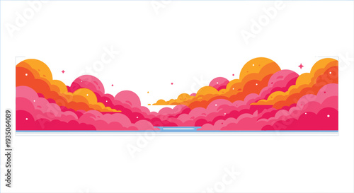 A vibrant stylized landscape featuring colorful clouds a body of water and a dark defined silhouette high quality professional detailed modern