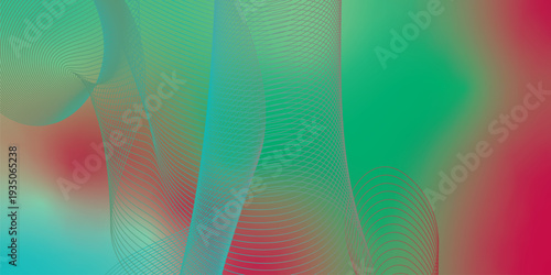 Abstract flowing wave background with smooth green and red gradient blend, soft mesh curves, vibrant modern design, dynamic layered lines, elegant fluid shapes, high resolution digital backdrop 