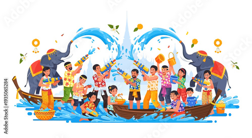 Group of People Celebrating on Boats.