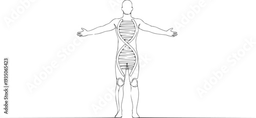 Solid black DNA helix silhouette, genetic molecule and biotechnology symbol vector illustration isolated on white background.