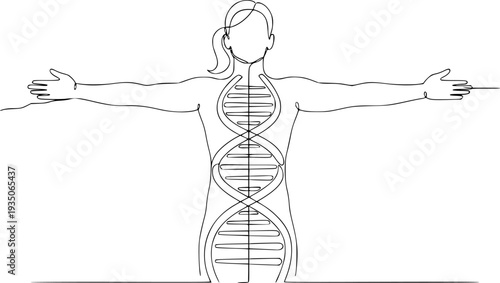 Solid black DNA helix silhouette, genetic molecule and biotechnology symbol vector illustration isolated on white background.