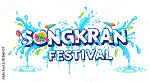 Songkran Festival Water Splash Logo Design.