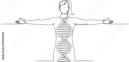 Solid black DNA helix silhouette, genetic molecule and biotechnology symbol vector illustration isolated on white background.