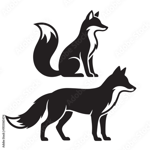 Black Fox Icon Silhouette vector black design on a white background