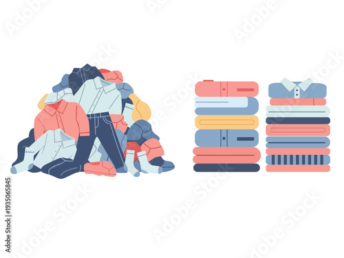 clothing organization visual comparison illustration
