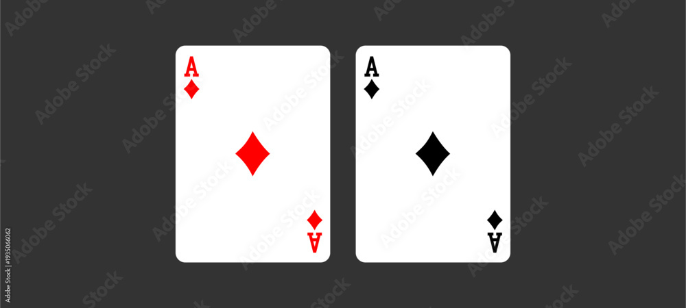 Obraz premium Ace of Diamonds Playing Card Symbol Set – Red and Black Minimal Vector.
