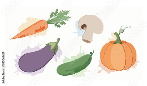 Hand Painted Watercolor Vegetables Collection – Farm Fresh Food Clip Art