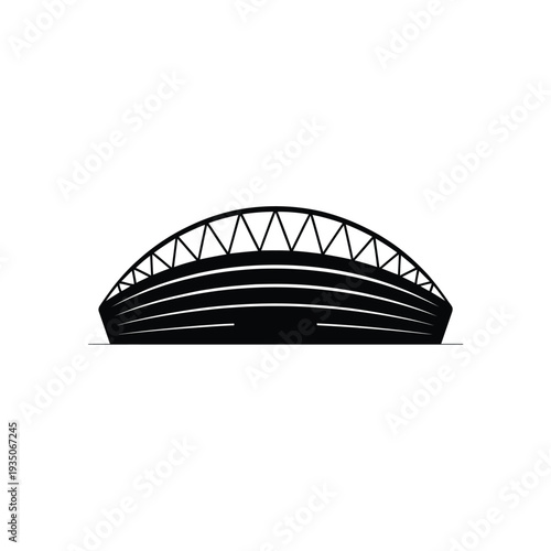 Minimalist black and white illustration of a stadium or arena structure