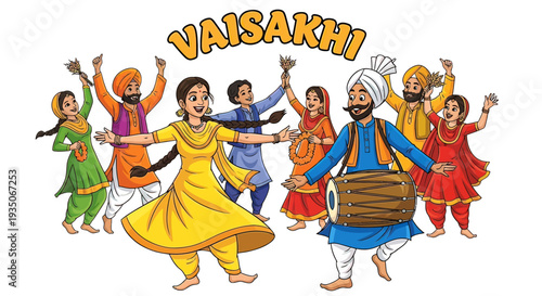 Bhangra Dancers Celebrating Vaisakhi Festival.