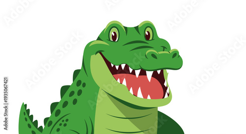 Vector green cartoon crocodile head