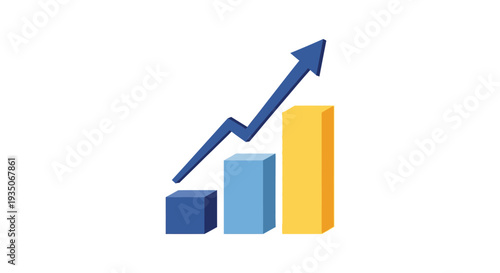 A graphic depicting growth with ascending bar charts and a rising arrow representing progress and success silhouette high quality professional detailed