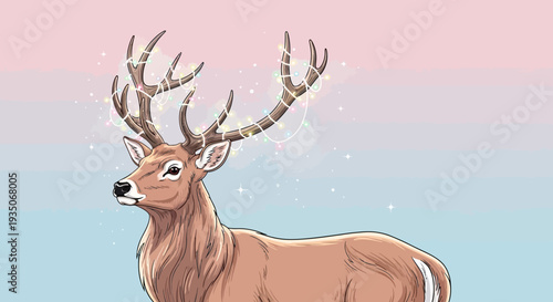 Vector illustration of a deer with antlers