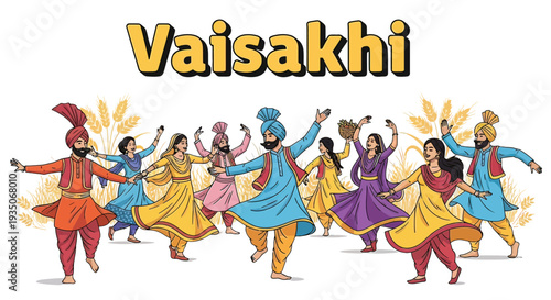 Traditional Indian Dancers Celebrating Vaisakhi Festival.