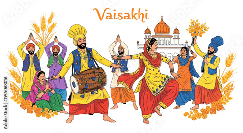 Traditional Indian Dancers Celebrating Vaisakhi Festival.