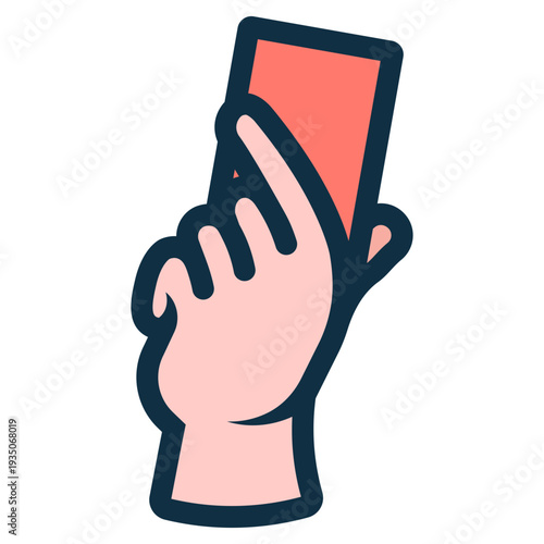 referee hand holding penalty red card icon