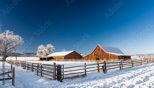Western Usa Ranch In The Snow