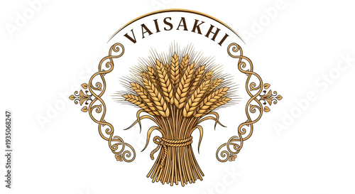 Vaisakhi Wheat Sheaf Emblem Illustration Design.