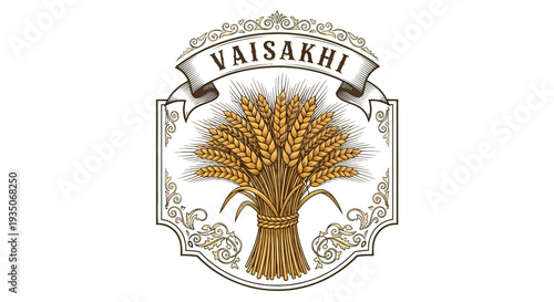 Vaisakhi Wheat Illustration with Decorative Elements.