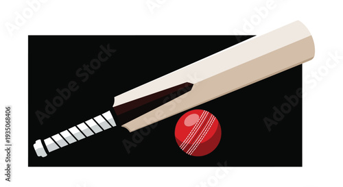 A vibrant image showcasing a cricket bat and ball against a dark backdrop presented as a striking silhouette high quality professional
