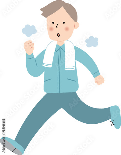 健康のためにジョギングをする男性