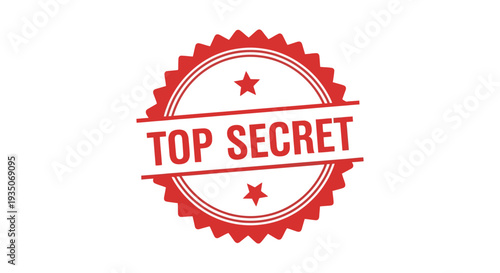 A vibrant red top secret stamp with star details creates a bold official appearance a striking silhouette high quality professional