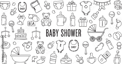 Baby shower themed line of baby and gifts baby line gifts baby blocks pacifiers bottles