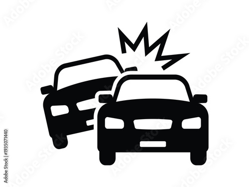 Car crash symbol, Car accident hazard sign. Transparent PNG and vector