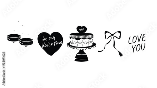 Cake icon with Valentine's Day theme vector illustration design