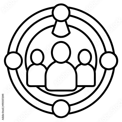 Group of interconnected people symbolizing unity and collaboration within a circular framework. isolated on white background, Vector