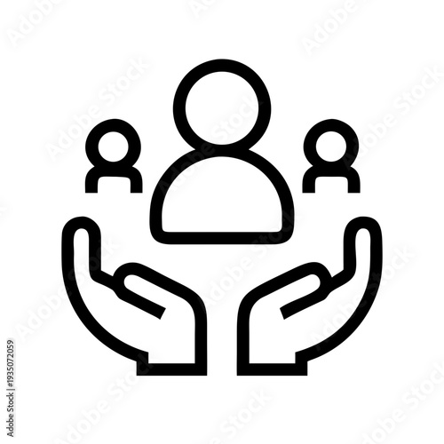 Supportive hands cradling a family of three figures symbolizing care and protection. isolated on white background, Vector