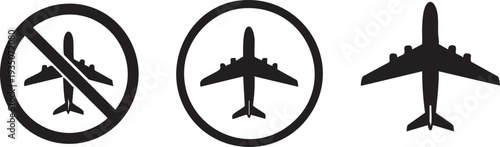 Black airplane on white background no flying black and white silhouette