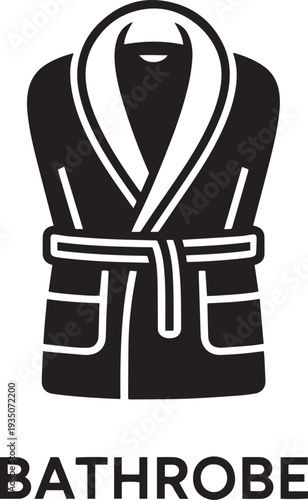 Stylish minimalist black and white bathrobe vector illustration for home use