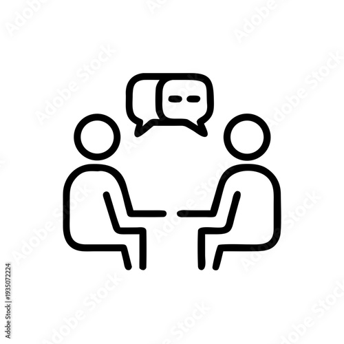 Two individuals engaged in a conversation with a speech bubble between them. isolated on white background, Vector