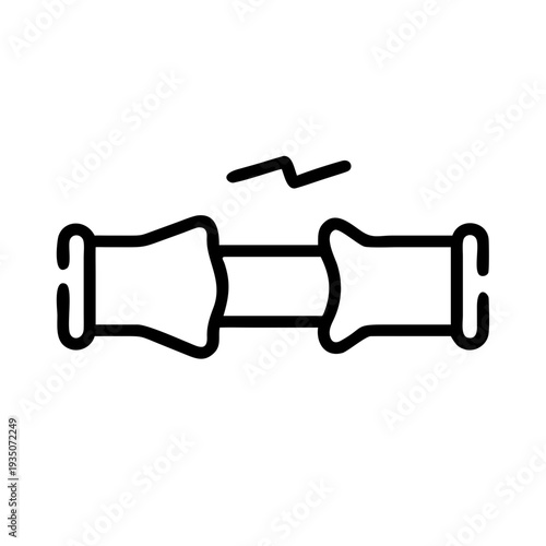 Diagram of a pipe section with a flexible or adjustable connection between two cylindrical ends isolated on white background, Vector