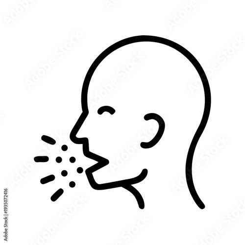 A person sneezing with particles emanating from their mouth isolated on white background, Vector