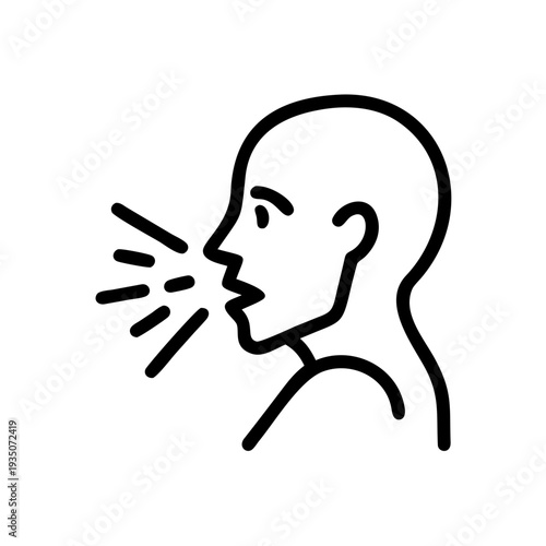 Silhouette of a person whispering or speaking softly with a sound wave effect isolated on white background, Vector