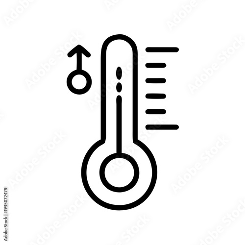 Thermometer icon indicating temperature measurement and weather conditions isolated on white background, Vector