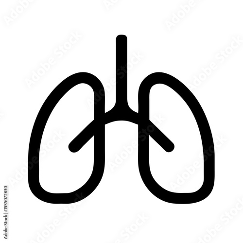 Simple black and white diagram of human lungs with bronchial tubes isolated on white background, Vector