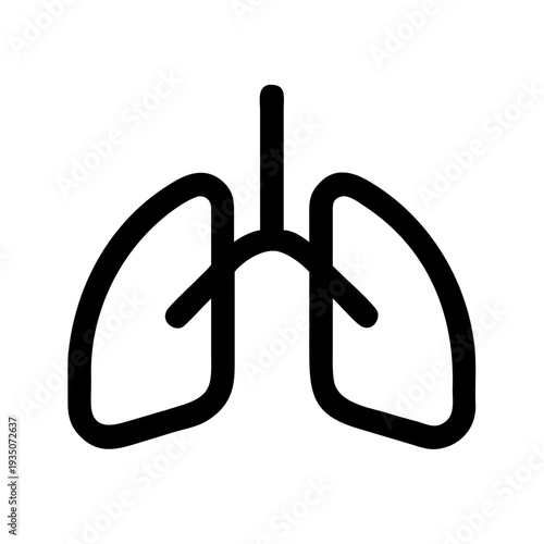 Simple black and white diagram of human lungs with bronchial tubes isolated on white background, Vector