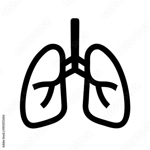 Simple black and white diagram of human lungs with bronchial tubes isolated on white background, Vector