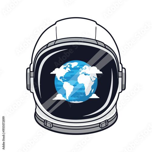 Futuristic Helmet with Earth Globe Display for Space Exploration and Astronaut Technology